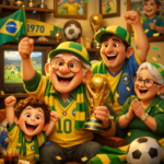 Crie uma imagem pixar 3d sem nada escrito com base no titulo Histórias de Torcedores que Nunca Perderam uma Copa Uma Paixão que Atravessa Décadas